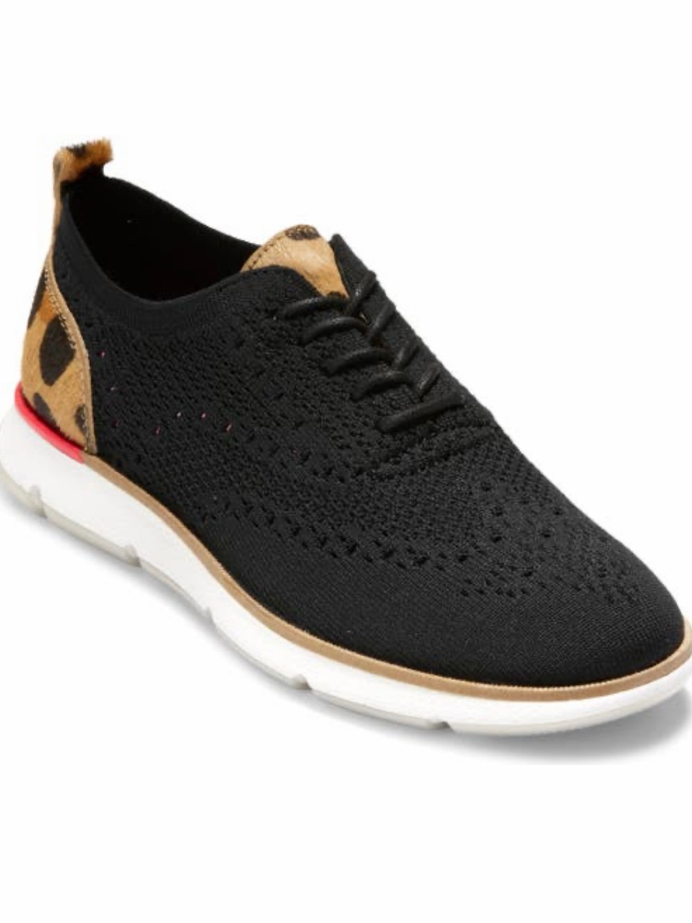 Cole Haan Black Oxford Sneaker with Leopard Detail Women’s 6M NEW